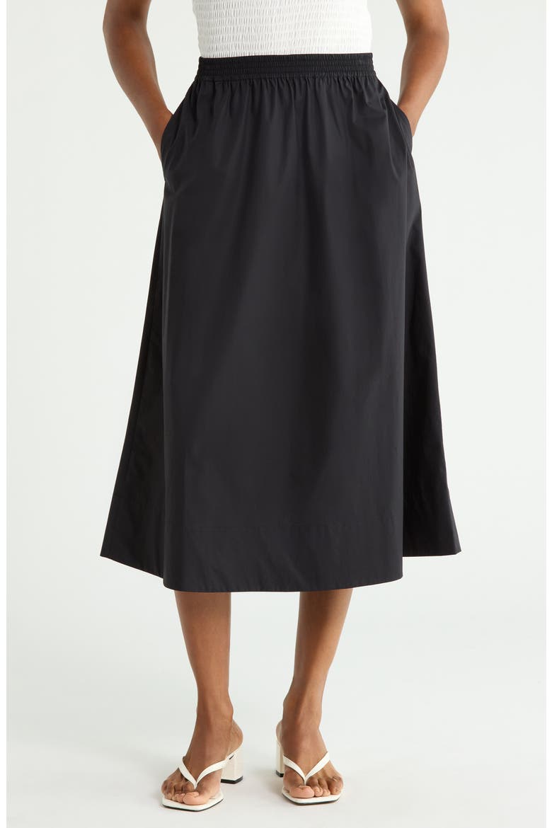 Easy Midi Skirt, Main, color, BLACK