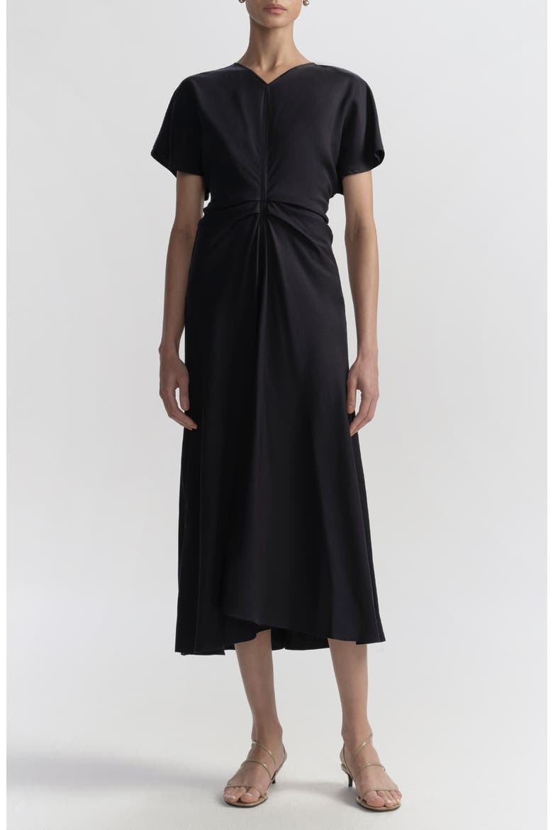 Rem Gathered Waist Midi Dress, Main, color, NIGHT BLUE