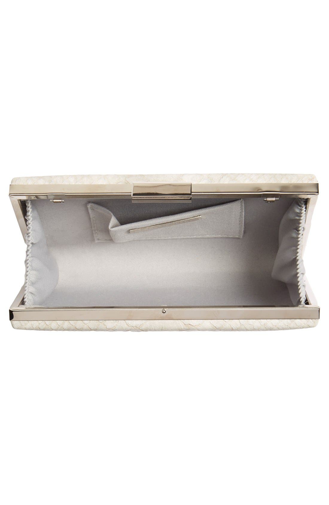 Snake Embossed Box Clutch, Alternate, color, GREY