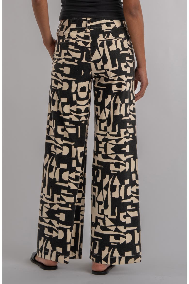 Meg Print High Waist Wide Leg Pants, Alternate, color, BLACK/ CREAM