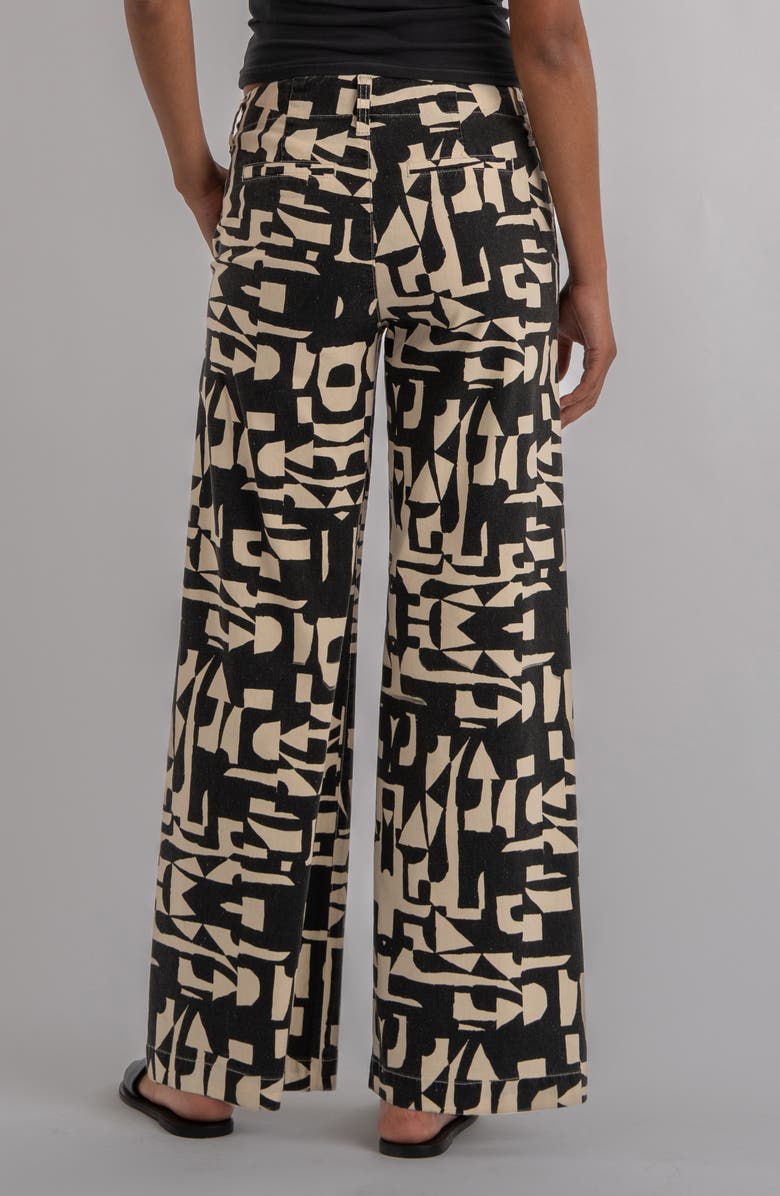 KUT from the Kloth Meg Print High Waist Wide Leg Pants, Alternate, color, Black/ Cream