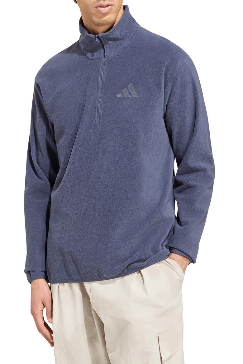Essentials Quarter Zip Polar Fleece Pullover, Main, color, SHADOW NAVY