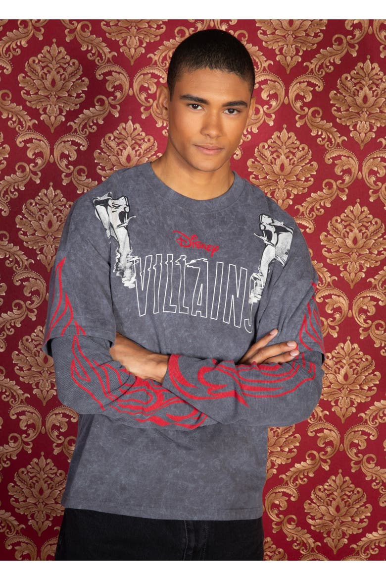 Princess Long Sleeve Layered T-Shirt, Alternate, color, Charcoal Hades