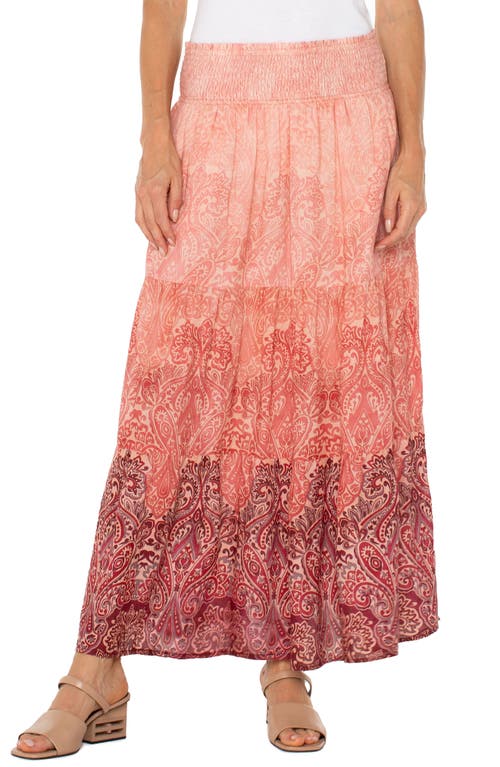 Liverpool Los Angeles Tiered Woven Maxi Skirt In Mauve Ombre Paisley