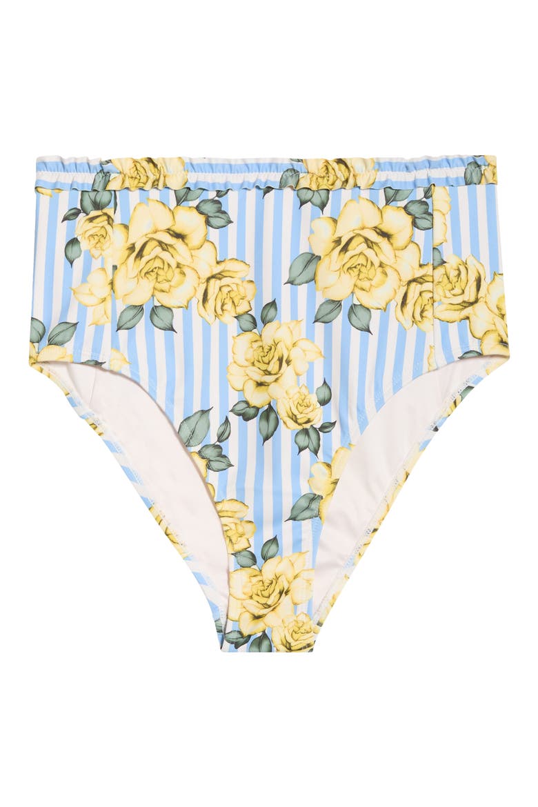 Ruffle Trim High Waist Bikini Bottoms, Alternate, color, YELLOW ROSE