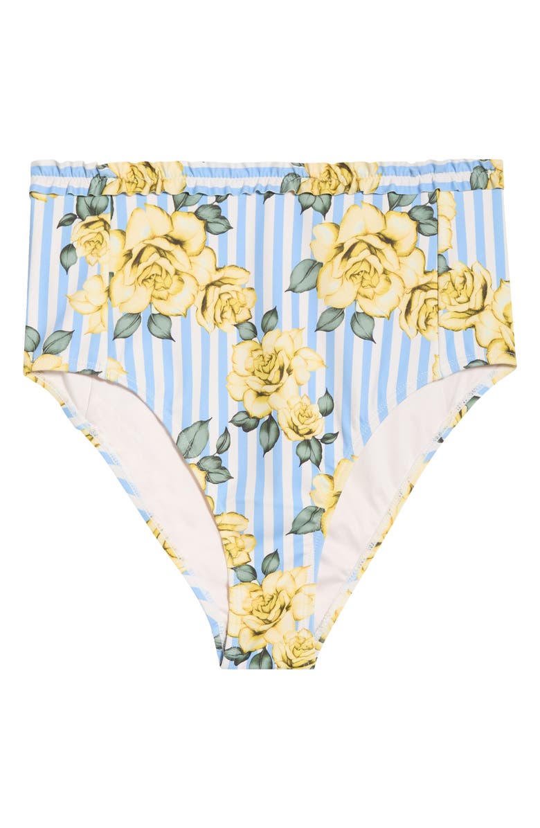 Hutch Ruffle Trim High Waist Bikini Bottoms, Alternate, color, Yellow Rose
