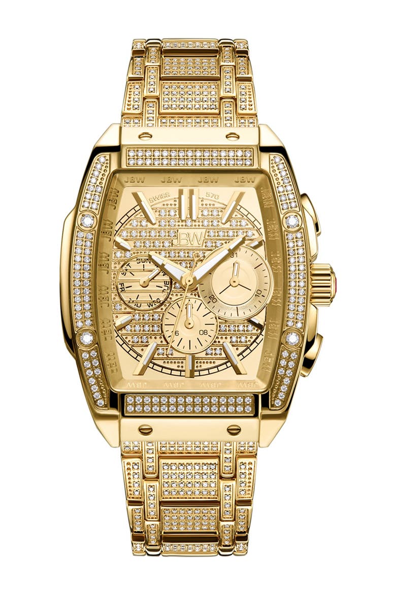 Echelon Platinum Series Pavé Diamond Multifunction Bracelet Watch, 41mm, Main, color, GOLD