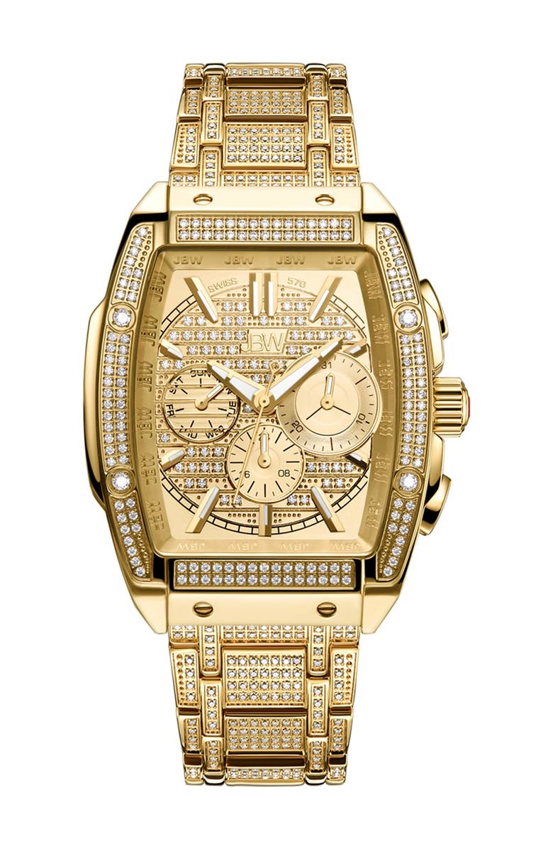 JBW Echelon Platinum Series Pavé Diamond Multifunction Bracelet Watch, 41mm, Main, color,