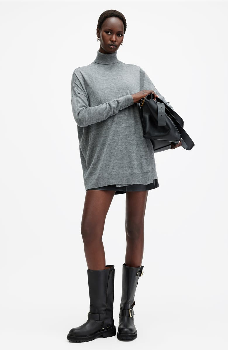 AllSaints Bern Merino Wool Turtleneck Sweater, Alternate, color, Grey Marl