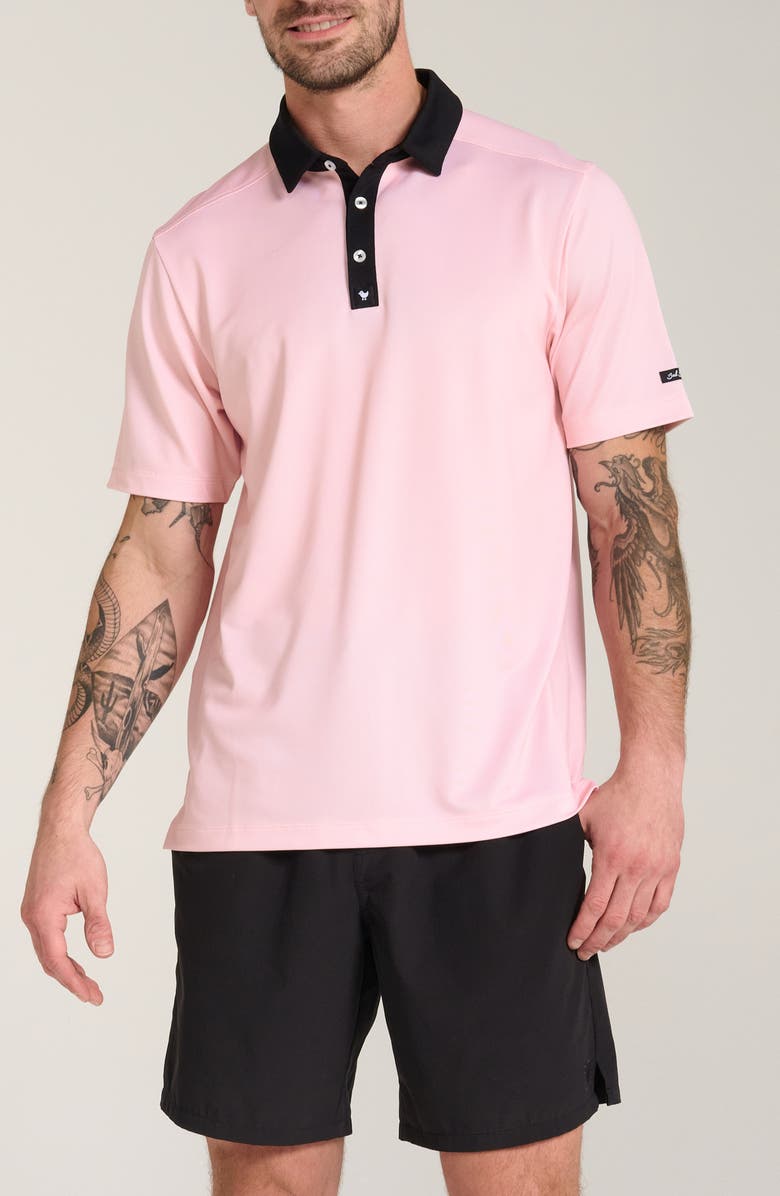 Bad Birdie Rose Quartz Piqué Knit Performance Golf Polo, Main, color, 