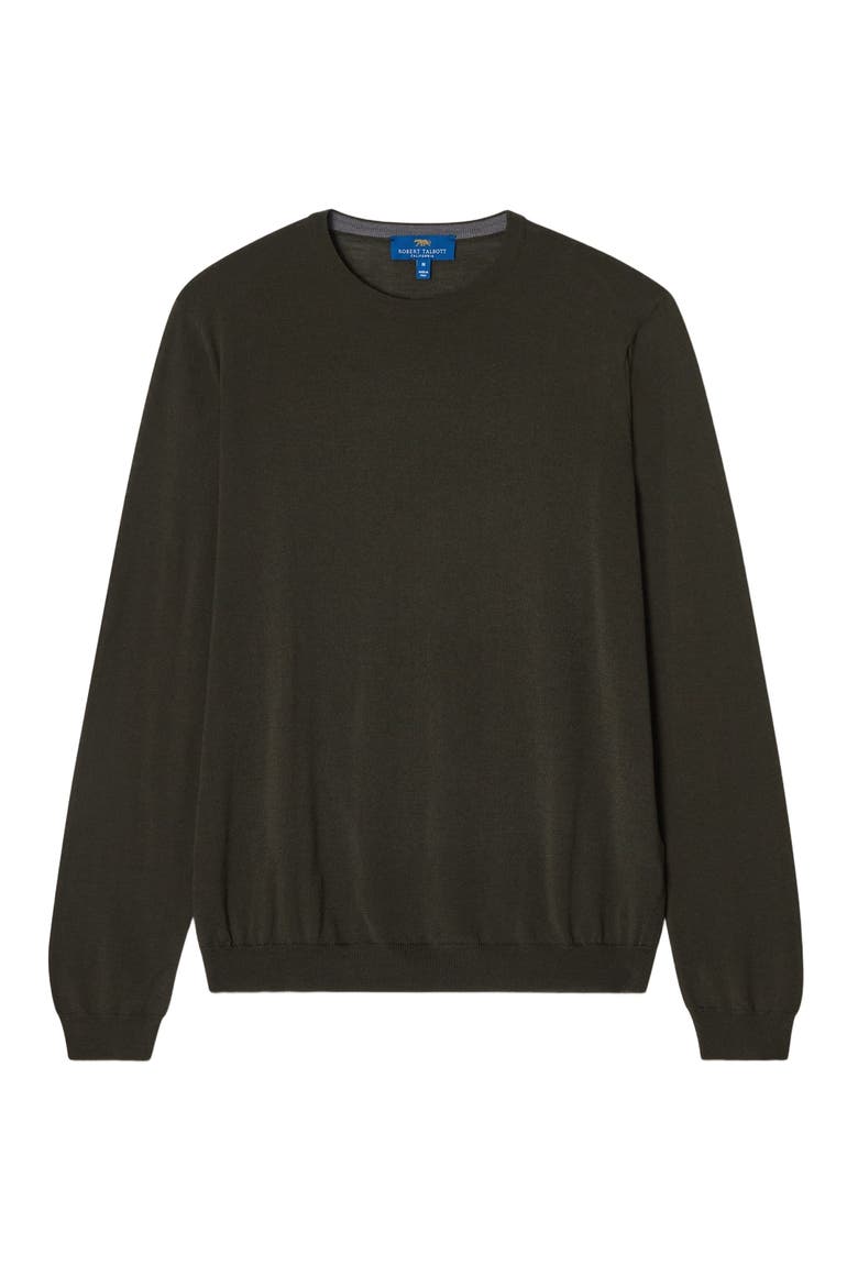 Keaton Crewneck Sweater, Main, color, Olive Green with Navy Tipping