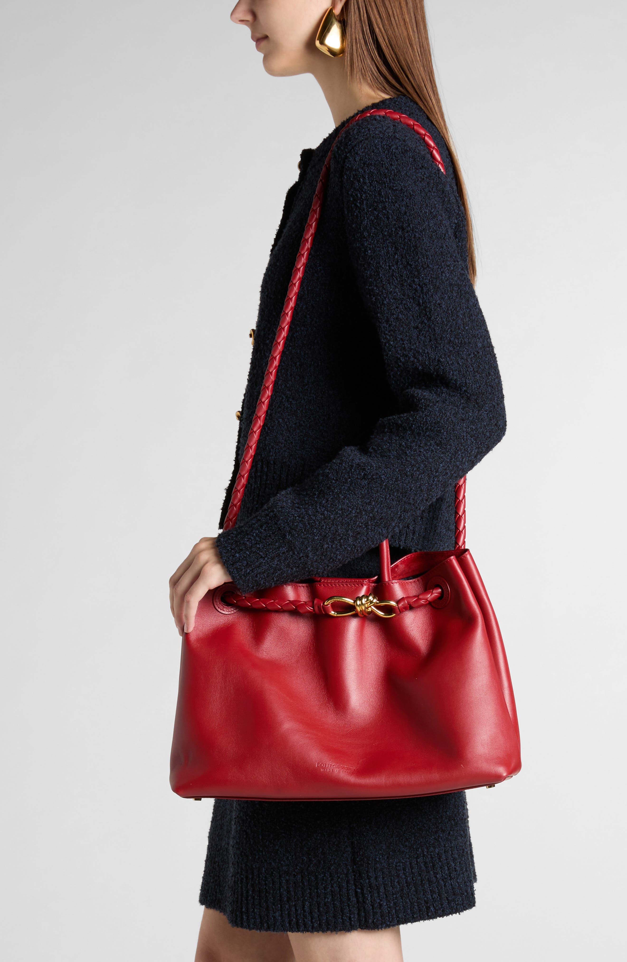 Bottega Veneta Medium Andiamo Leather Shoulder Bag, Alternate, color, 6545 Rosewood/ Space-Mb