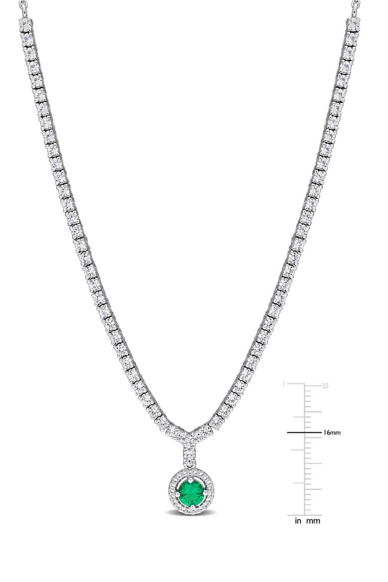 Created Emerald Halo Pendant Necklace, Alternate, color, GREEN