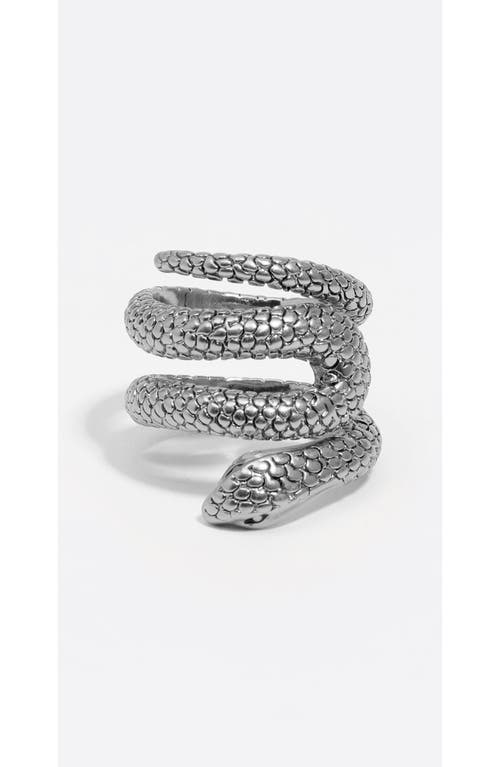 Bimba Y Lola Textured Snake Spiral Ring In Metallic