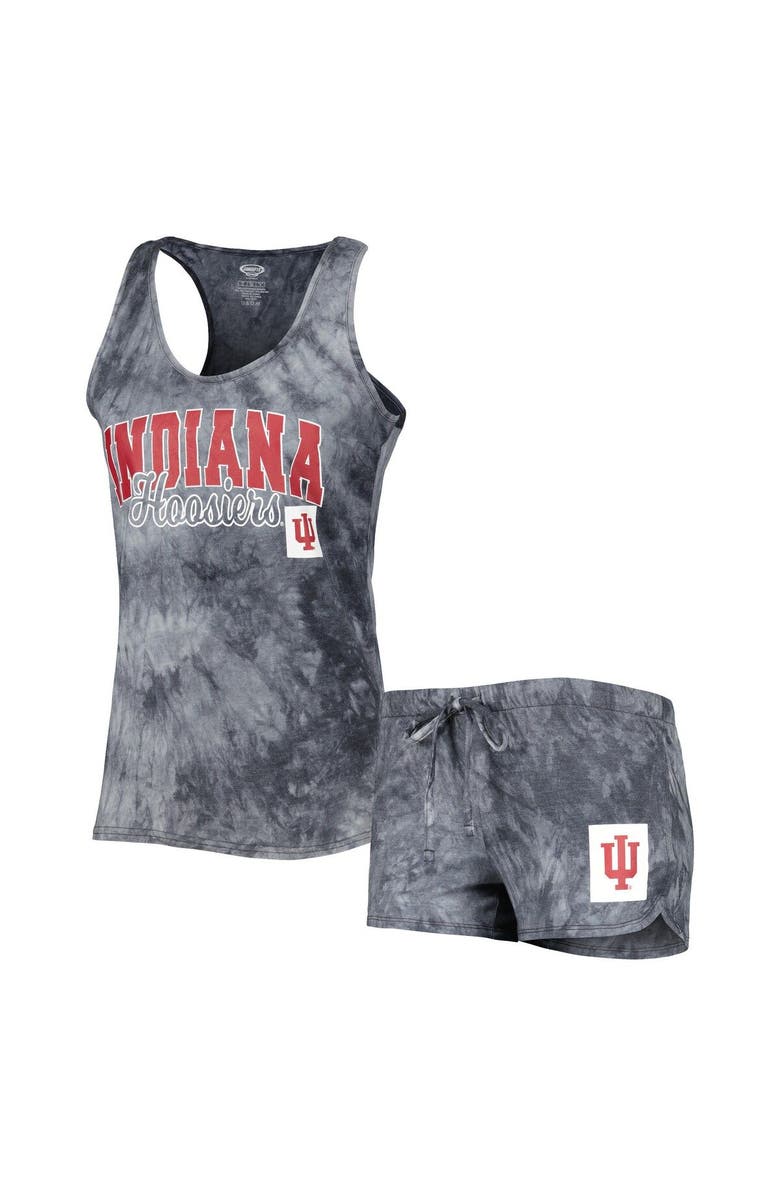 CONCEPTS SPORT Women's Concepts Sport Charcoal Indiana Hoosiers Billboard Tie-Dye Tank and Shorts Sleep Set, Main, color, Charcoal
