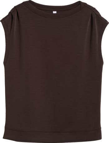 Zella Ultra Soft Scuba Gathered Shoulder Top | Nordstrom
