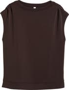 Zella Soft Luxe Knit Gathered Shoulder Top