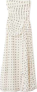 MANGO Ruched Strapless Maxi Dress