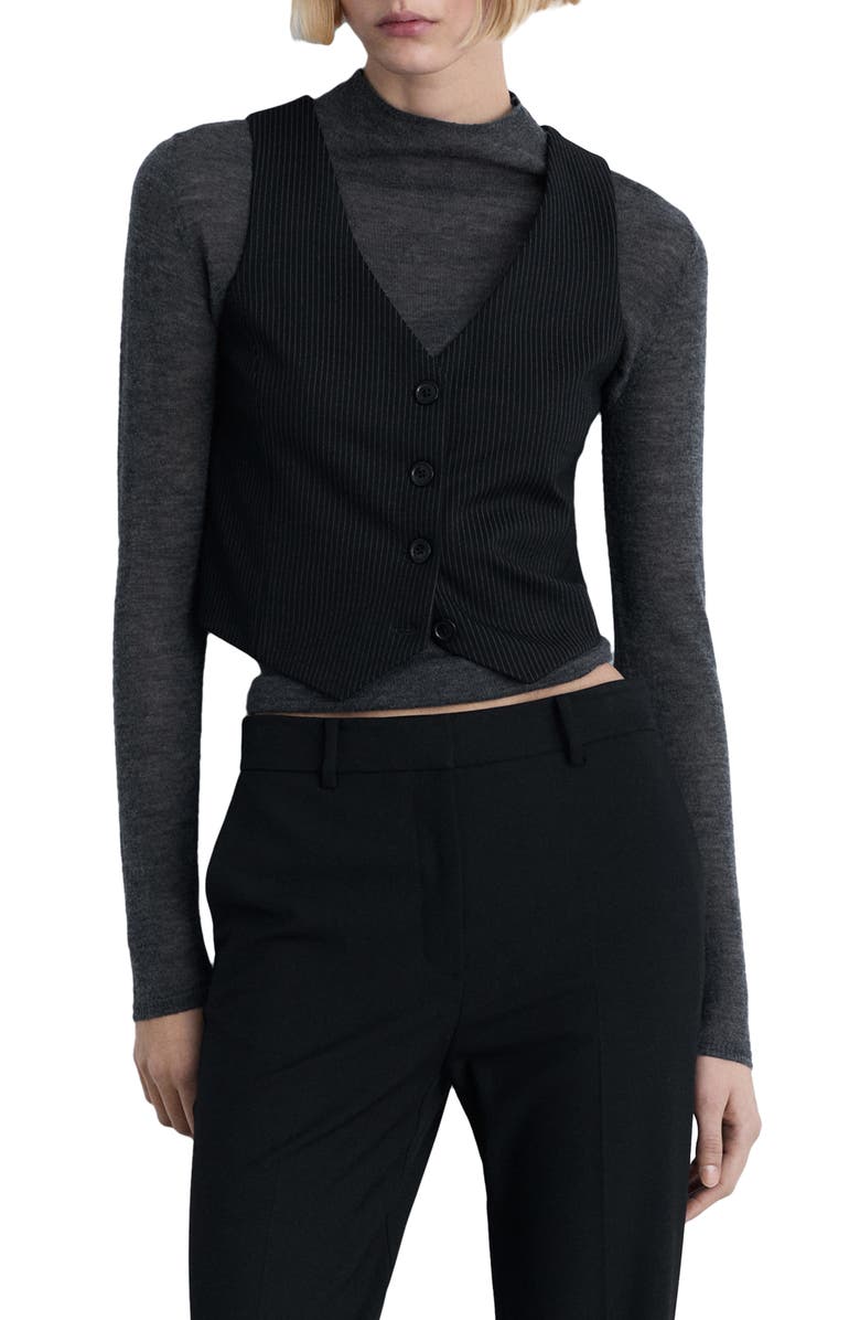 MANGO Pinstripe Vest, Alternate, color,