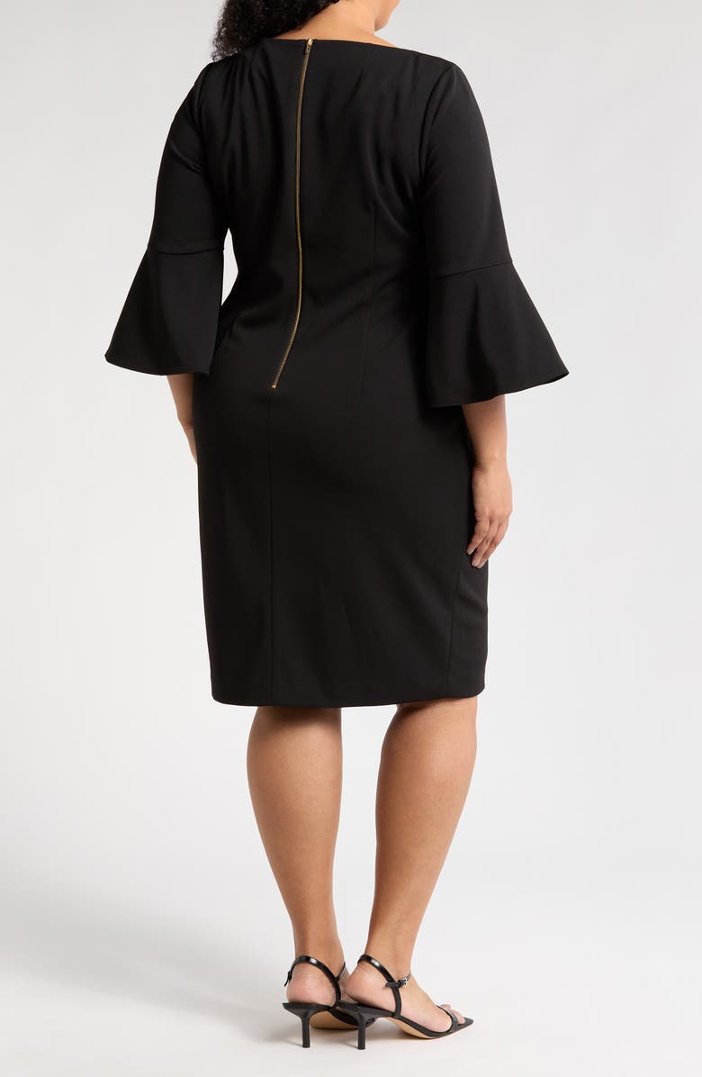 Calvin Klein Bell Sleeve Scuba Crepe Sheath Dress, Alternate, color, 