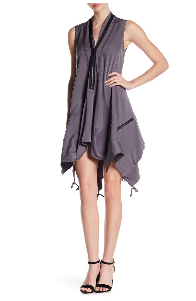 GRACIA Asymmetrical Zip Trim Dress, Main, color, 