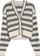 Ramy Brook Romy Stripe Crop Pointelle Cardigan