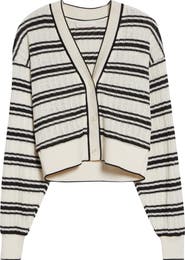 Ramy Brook Romy Stripe Crop Pointelle Cardigan