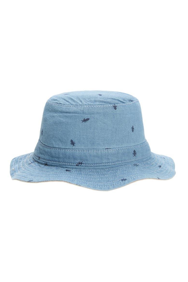 Reversible Bucket Hat, Alternate, color, BLUE CHAMBRAY ANTS