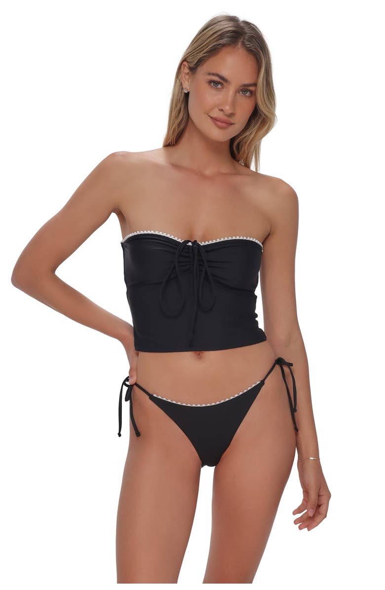 Swim Systems Pom Pom Dolly Crop Top Bikini Swimsuit, Main, color, Black