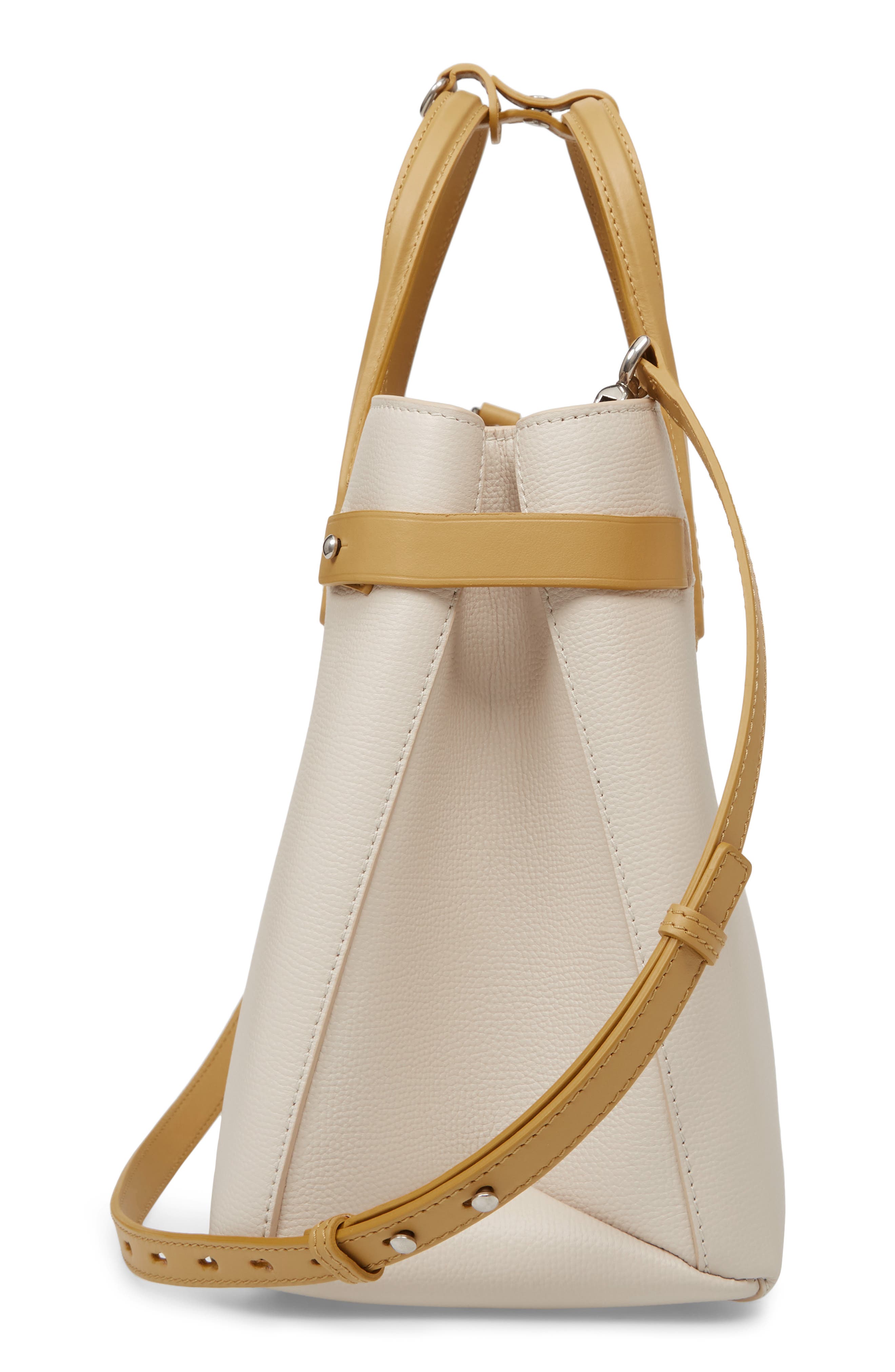Medium Banner Leather Tote, Alternate, color, LIMESTONE/ CORNFLOWER YELLOW