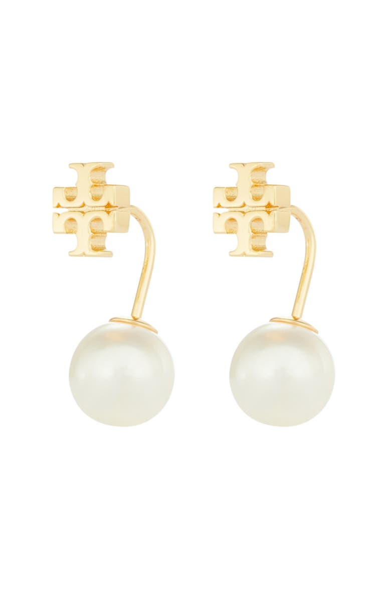 Tory Burch Faux Pearl Front/Back Earrings, Alternate, color,