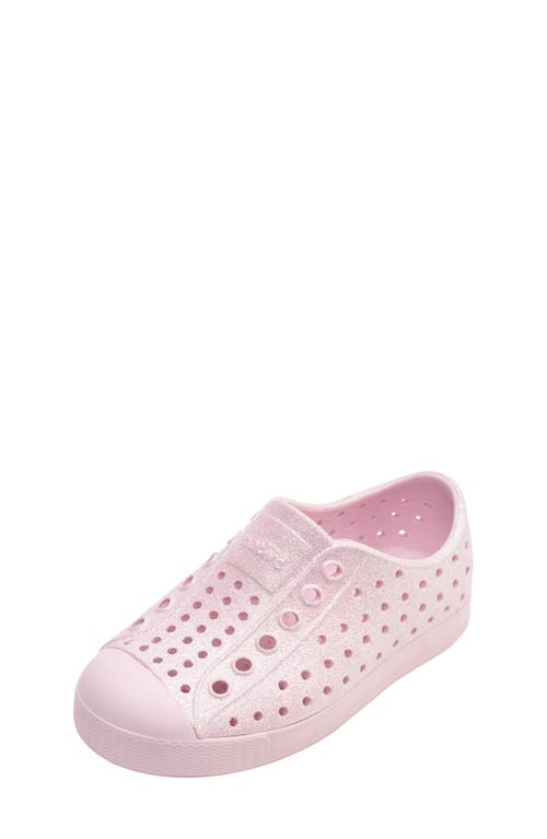 Native Shoes Kids' Jefferson Bling Glitter Slip-on Sneaker In Barely Pink Bling/barely Pink