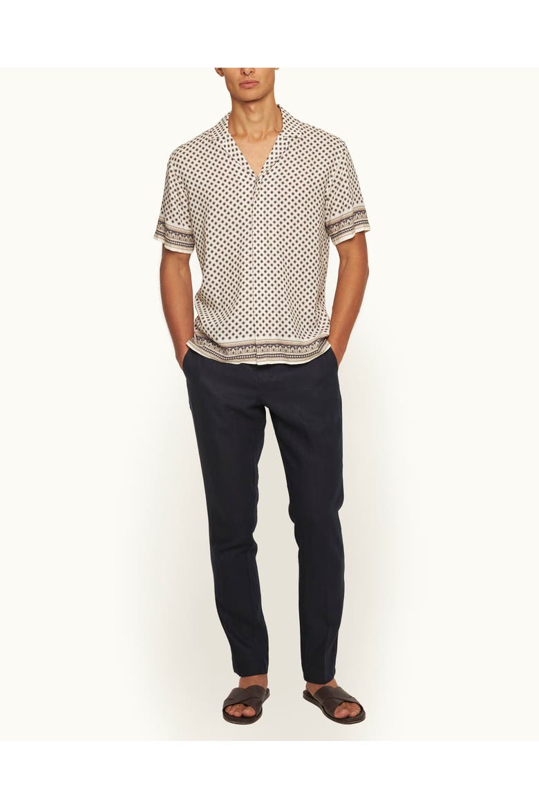 Griffon Lino Tailored Fit Smart Italian Linen Trousers, Main, color, NIGHT IRIS