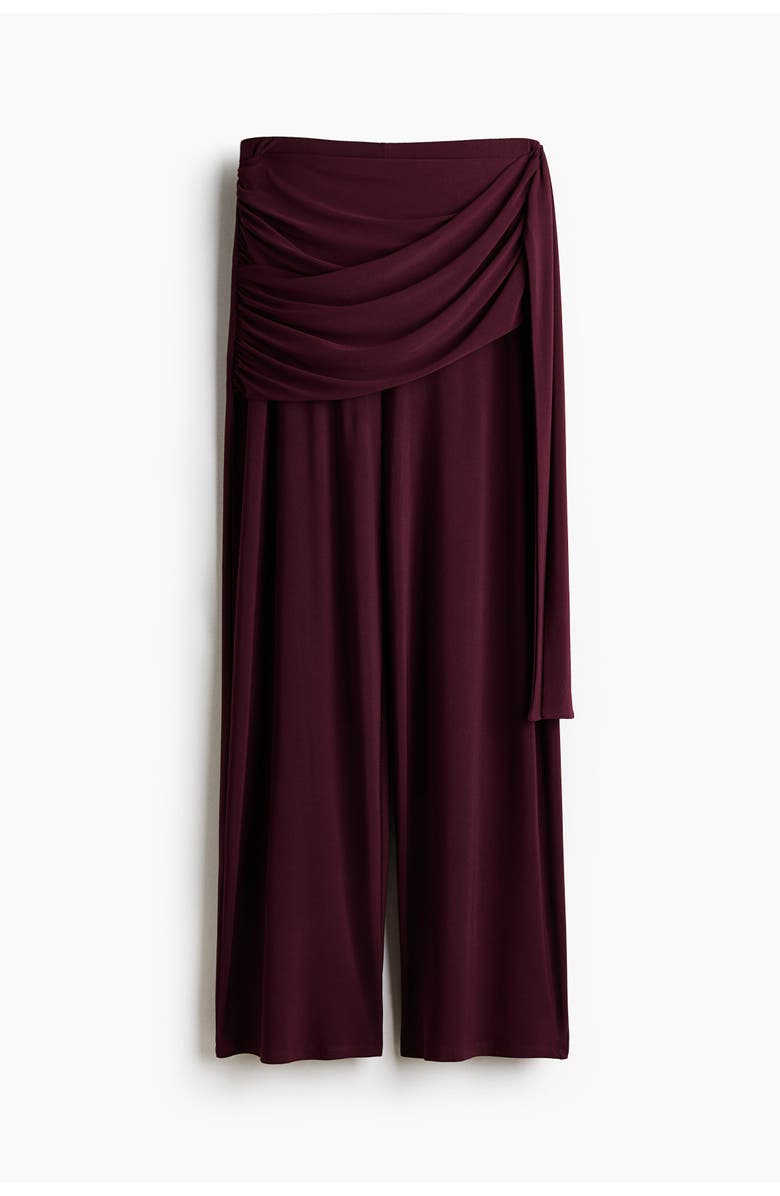 H&M Draped Jersey Trousers, Main, color, Burgundy