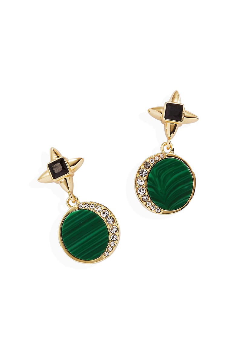 Double Drop Earrings, Main, color, Malachite