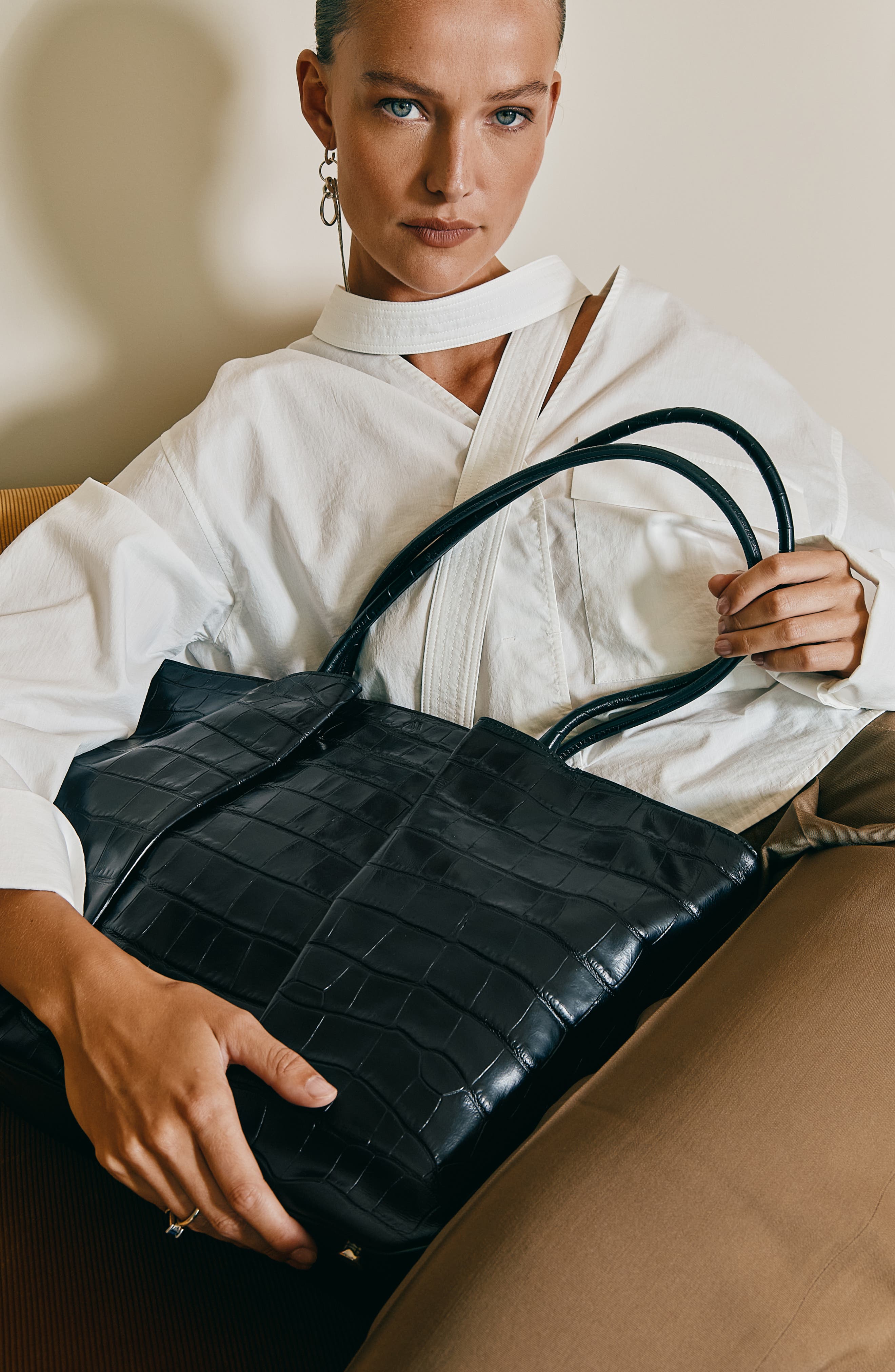 Horizon Leather Tote Bag, Alternate, color, Soft Croco