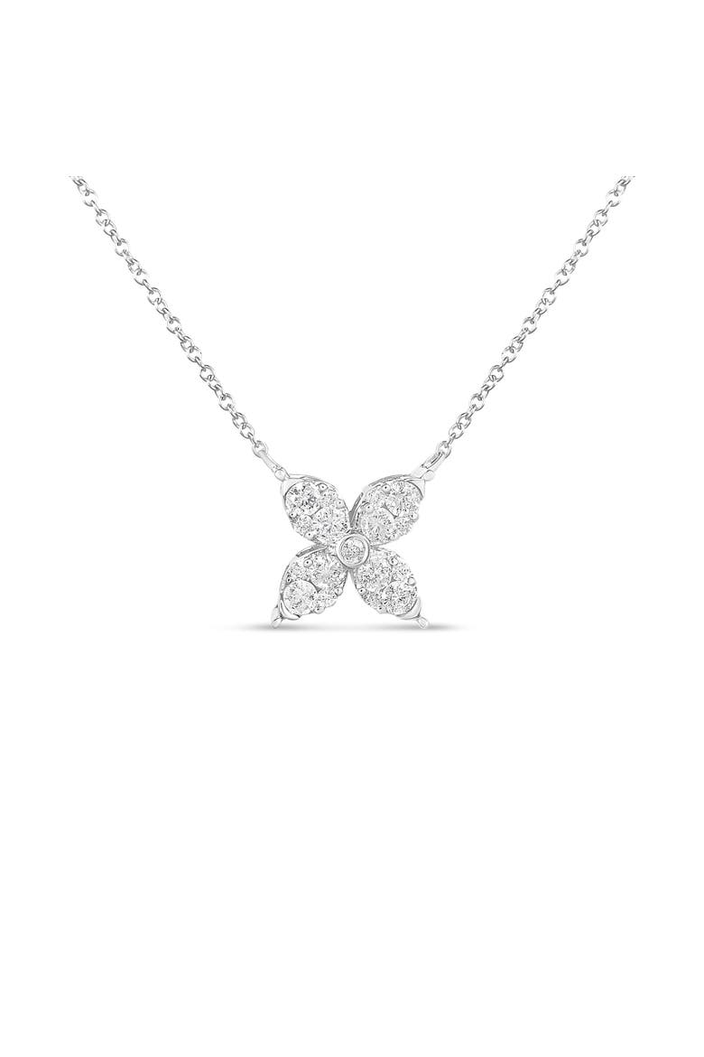 10K White Gold 1/2 Cttw Diamond Marquise Shaped 4 Leaf Clover Pendant Necklace, Main, color, White