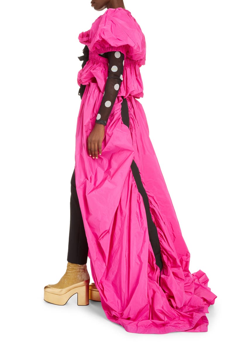 Rama Puff Sleeve Tie Front Gown, Alternate, color, FUCHSIA