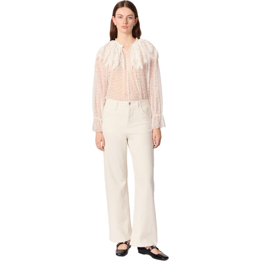Maje Wide-leg Rhinestone Jeans In White