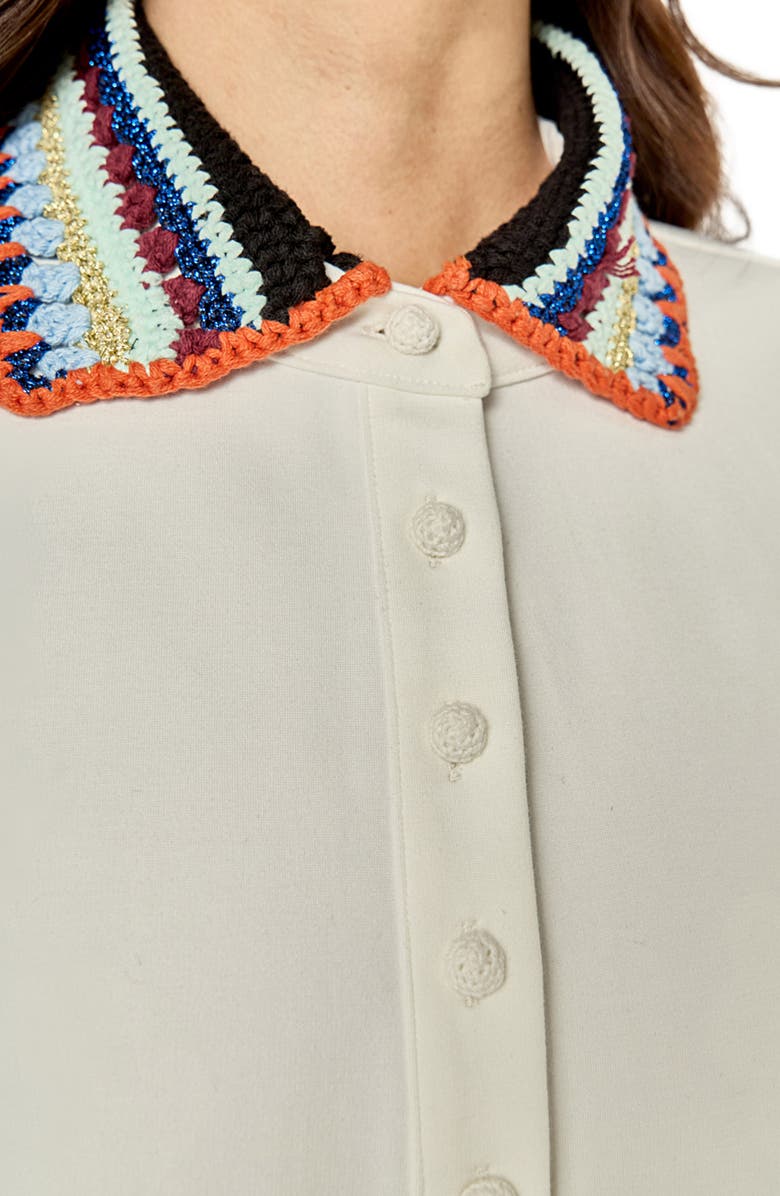 English Factory Knit Collar A-Line Shirtdress, Alternate, color, Off White