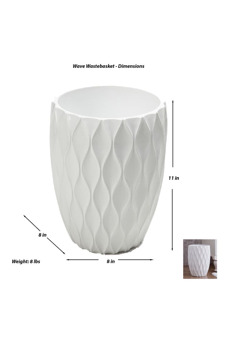 Wave Trash Can, Alternate, color, WHITE RESIN