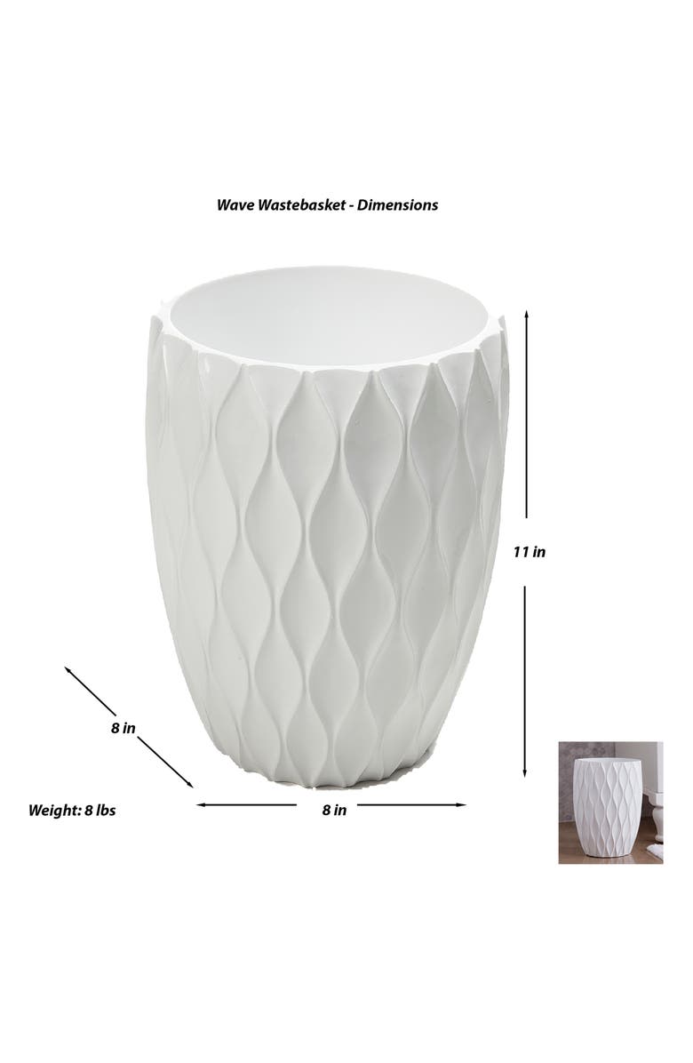 ROSELLI TRADING COMPANY Wave Trash Can, Alternate, color, White Resin
