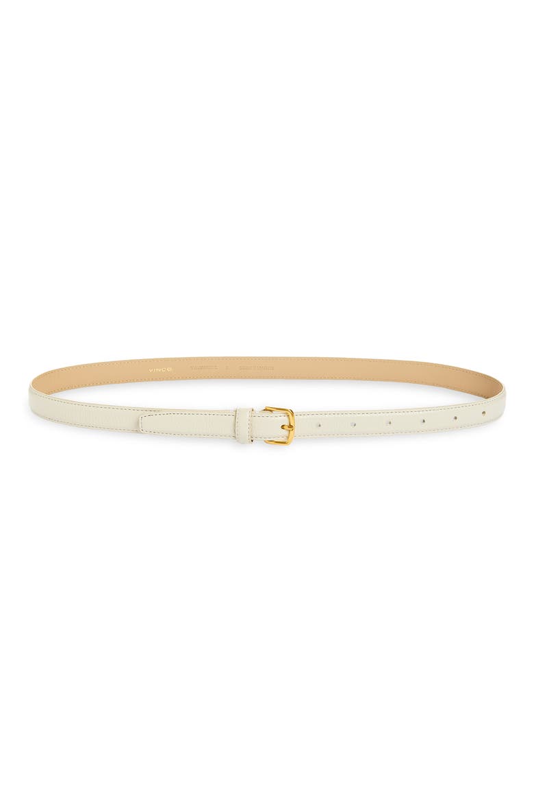 Stitched Feathered Edge Belt, Main, color, MILK / ANTIQUE BRASS