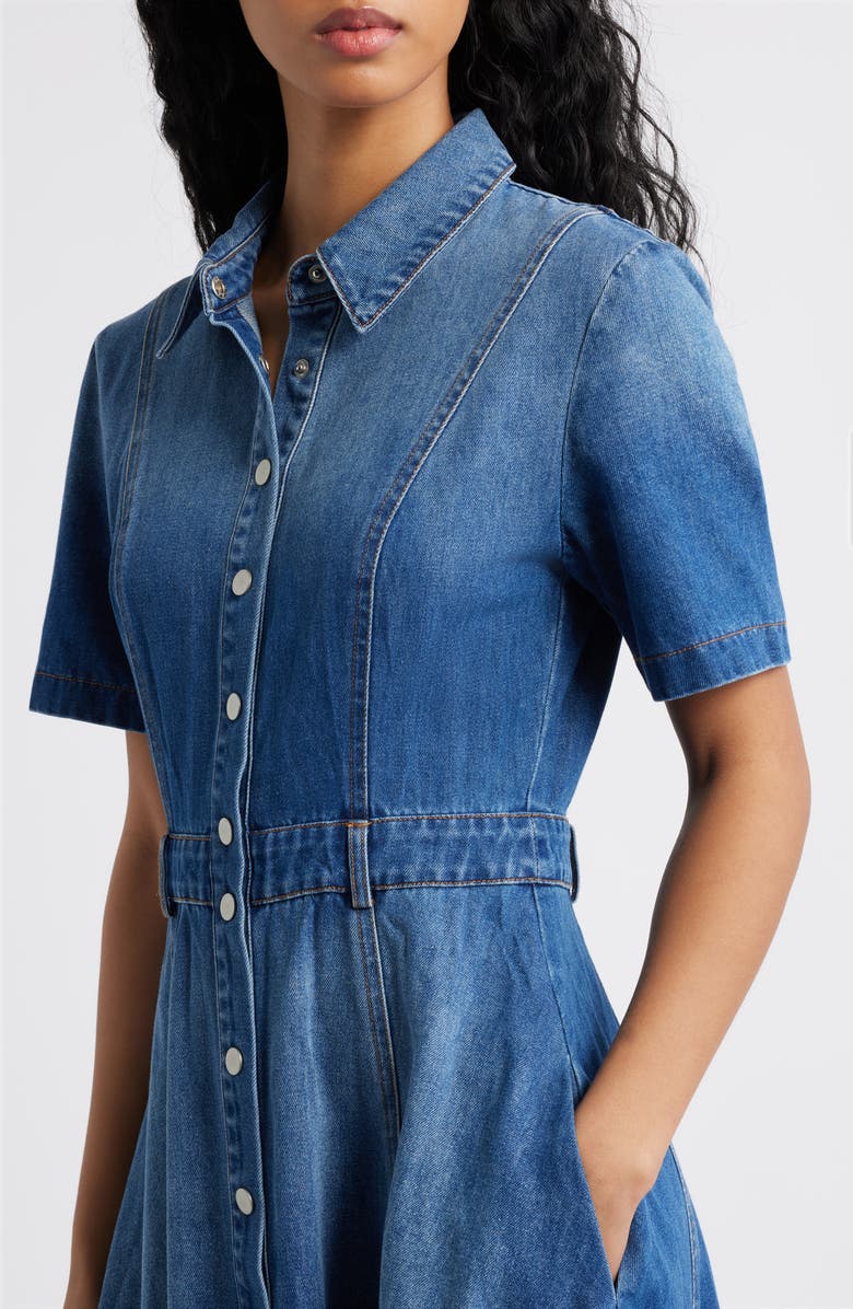 FREEMARKET Denim Shirtdress, Alternate, color, Medium Denim
