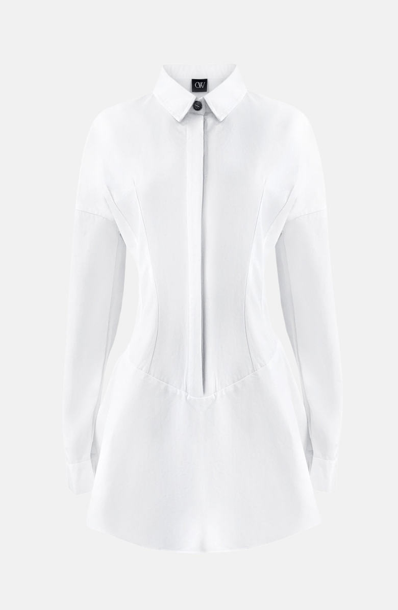 OW Collection Ellie Shirt Dress, Alternate, color, White