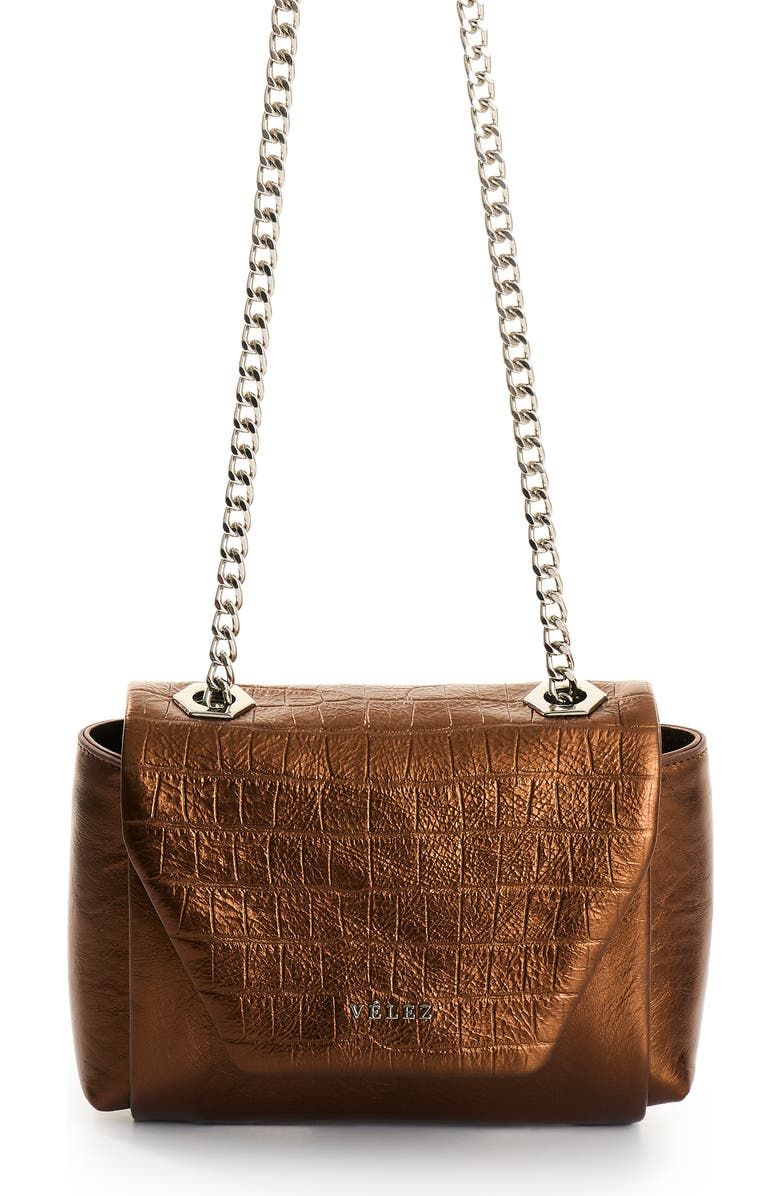 Velez Leather Crossbody Bag with Chain, Main, color, Bronze