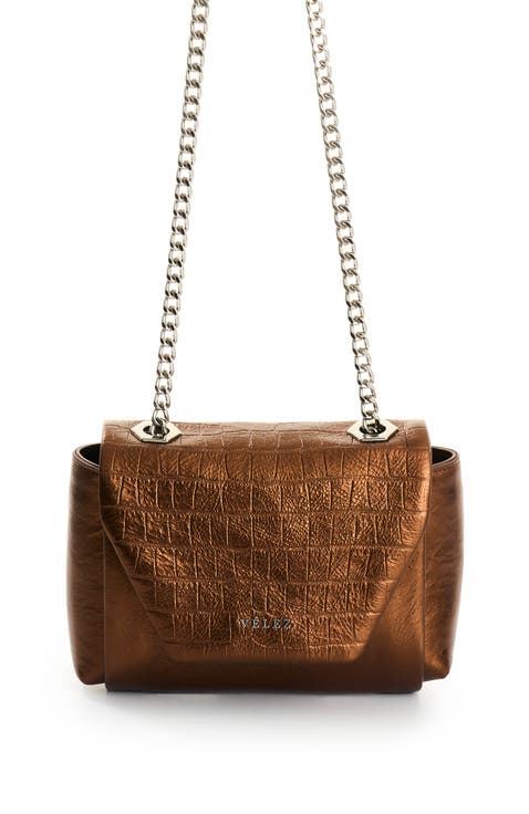 Leather Crossbody Bag with Chain
