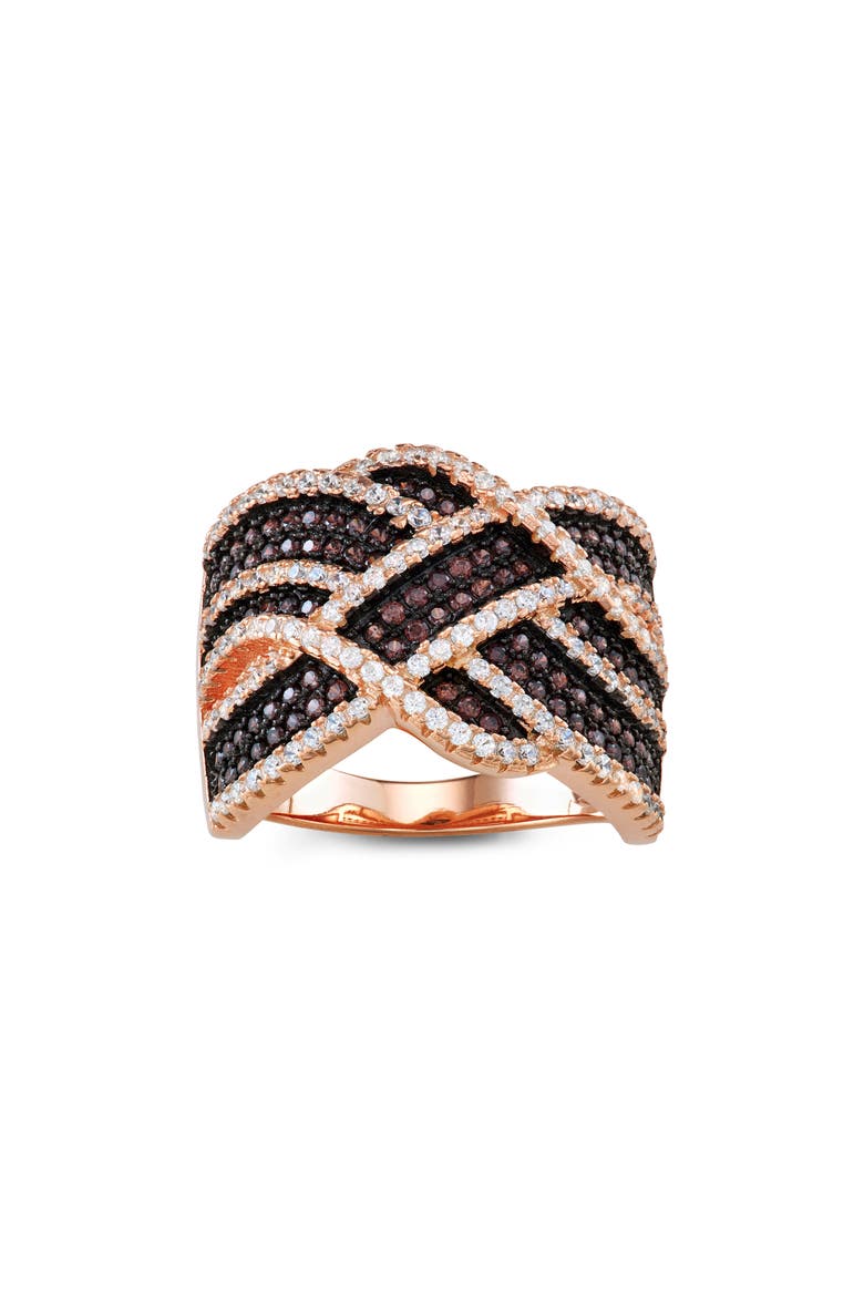 Black & White Pavé Cubic Zirconia Cocktail Ring, Main, color, PINK