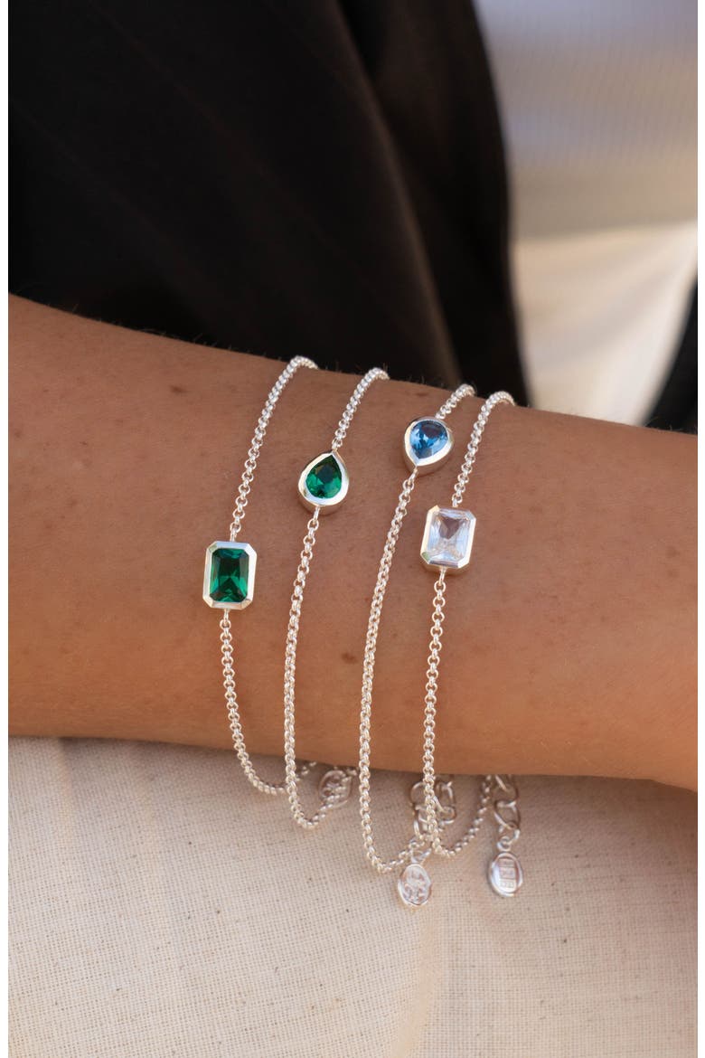 Green Garnet Pear Chain Bracelet, Alternate, color, Sterling Silver
