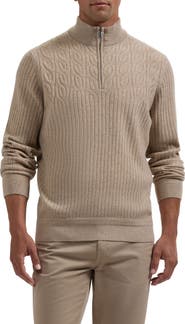 Bugatchi Cotton and Cashmere Quarter Zip Sweater